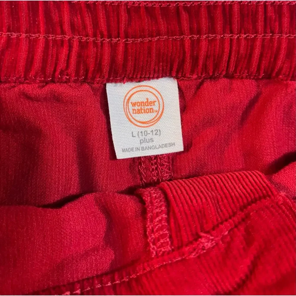 Wonder Nation Red Corduroy Mini Skirt Plus L 10-12 Cotton Pockets Casual